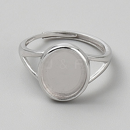 Adjustable 925 Sterling Silver Finger Ring Components STER-WH0062-014P-02-1