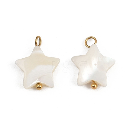 Natural Shell Star Pendants STAS-D378-35G-1