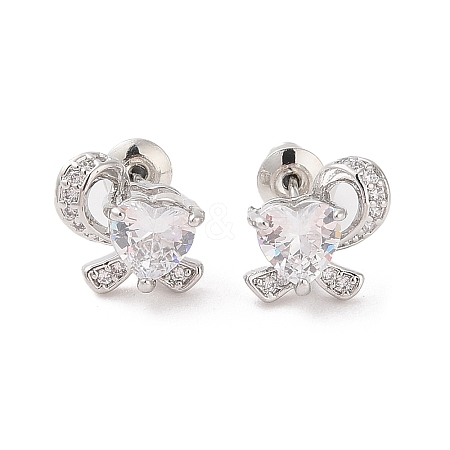 Rack Plating Brass Micro Pave Cubic Zirconia Stud Earrings EJEW-I304-06P-08-1