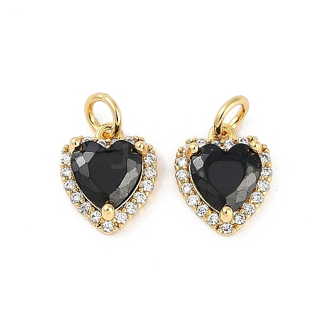 Brass Micro Pave Cubic Zirconia Charms KK-U043-14G-1