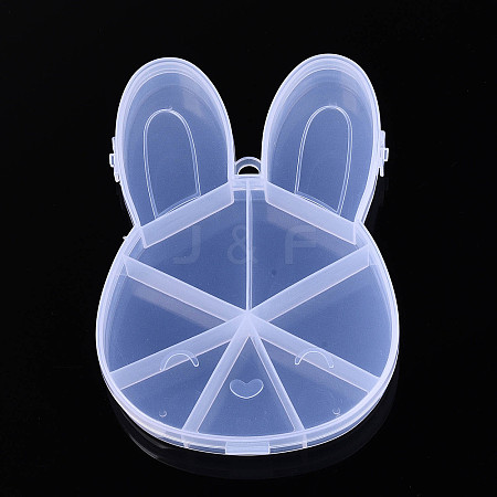 Easter Rabbit 9 Grids Plastic Bead Storage Containers with Hinged Lid X-CON-T001-07-1