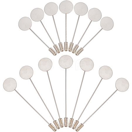 60 Sets 2 Size Round Tray Brass Stick Lapel Pins KK-SC0005-01-1