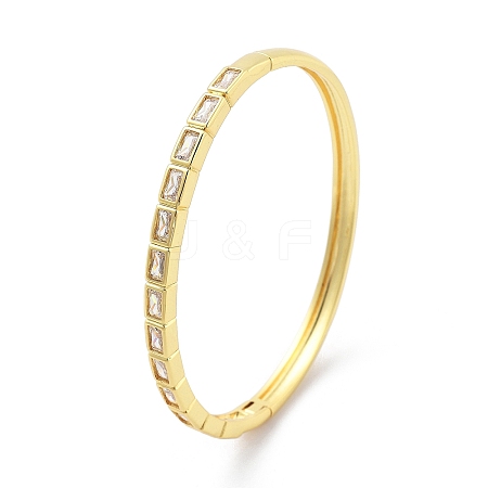 Rack Plating Brass Micro Pave Cubic Zirconia Bangles for Women BJEW-G730-01G-03-1