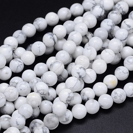 Round Natural Howlite Bead Strands G-F222-14-8mm-1