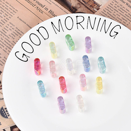UV Plating Transparent Acrylic European Beads OACR-M027-02I-1