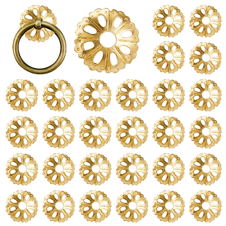 30Pcs Brass Bead Caps KK-FH0008-34G-1