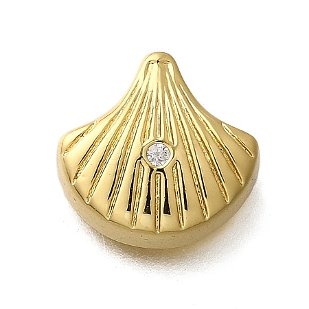 Brass Micro Pave Clear Cubic Zirconia Charms KK-B136-10G-03-1