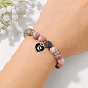 12 Constellations Natural Zebra Jasper Round Beaded with Enamel Heart Charm Bracelets WGB6967-06-2