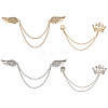 4Pcs 4 Styles Alloy & Iron Hanging Chain Brooches JEWB-CA0001-64-1