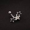 Piercing Jewelry Real Platinum Plated Brass Rhinestone Star Navel Ring Belly Rings AJEW-EE0001-55-2