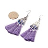 Polyester Tassel with Glass Beaded Chandelier Earrings EJEW-TA00183-04-3