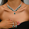 Teardrop Alloy Rhinestone Pendant Necklaces & Stud Dangle Earrings Sets FS-WG1DC8E-01-1