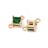 Brass Pave Glass Rhombus Links Connector Charms X1-GLAA-Q088-001F-2
