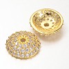 Apetalous Half Round/Dome Brass Micro Pave Cubic Zirconia Bead Caps ZIRC-D063-2
