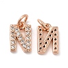 Brass Micro Pave Grade AAA Cubic Zirconia Charms ZIRC-P067-11RG-N-NR-2