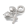 Brass Micro Pave Clear Cubic Zirconia European Dangle Charms KK-D431-033B-P-2