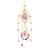 Geometric Natural Raw Amethyst Suncatchers DJEW-PW0007-01H-1