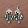 Bohemian tassel turquoise earrings JU8957-29-1