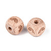 Engraved Beech Wood Beads WOOD-N015-08E-2