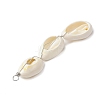3 Natural Cowrie Shell Beaded Big Pendants PALLOY-JF03807-5