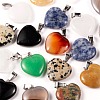 20Pcs 10 Style Heart Natural Gemstone Pendants G-LS0002-16-5