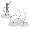Assembled Hexagon Plastic Action Figure Display Stands with Adjustable Alloy Support Arm ODIS-WH0080-11B-1