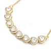 Brass Clear Cubic Zirconia Multi Hearts Pendant Box Chain Necklaces for Women NJEW-U015-01G-2