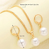 Plastic Imitation Pearl Round Pendant Necklaces & Hoop Earrings Sets WGD642E-01-3