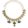 Bohemian Alloy Rhinestone & Glass Teardrop Tassel Waist Belly Chains for Women FS-WG246E4-03-2