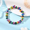 Dyed Natural Freshwater Shell Chip & Brass Beades Stretch Bracelets BJEW-JB14232-1