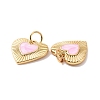 Heart Brass Enamel Pendants KK-G435-07G-02-3