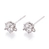 925 Sterling Silver Micro Pave Clear Cubic Zirconia Stud Earring Findings STER-N016-58B-P-1