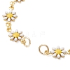 Brass Enamel Daisy Flower Link Chain Bracelet Making AJEW-JB01438-01-2