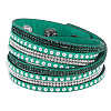 6-row Suede Cord & Rhinestone & Alloy Rivet Wrap Bracelets WGDA315-14-1