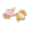Brass Pink Enamel Jellyfish Pendants KK-CJC0013-02G-RS-2