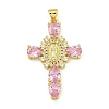 Rack Plating Brass Pave Cubic Zirconia Pendants KK-U029-01G-02-1