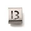 Letter Style 304 Stainless Steel Square Slide Charms STAS-L132-12B-1