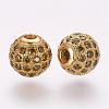 Brass Micro Pave Cubic Zirconia Beads ZIRC-F054-15G-02-1