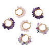 3 Pairs 3 Styles Natural Gemstone Chips Braided Hoop Earrings EJEW-TADJ00003-2