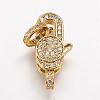 Brass Micro Pave Cubic Zirconia Lobster Claw Clasps ZIRC-G095-57G-1