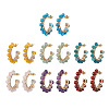 7Pairs 7 Styles Copper Wire Wrapped Gemstone Stud Earrings for Women EJEW-JE05842-1