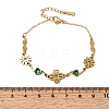 304 Stainless Steel Rhinestone Flower with Heart Link Chain Bracelets SA-CBAF6AD-16G-5