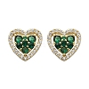 Heart Brass Micro Pave Cubic Zirconia Stud Earrings EJEW-M082-15G-3