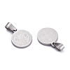 Non-Tarnish Flat Round with San Benito & Word 304 Stainless Steel Charms STAS-I036-03C-2