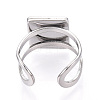 304 Stainless Steel Open Cuff Ring Components STAS-S080-041H-P-4