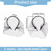 Fingerinspire 2Pcs 2 Styles Bridal Pearl Mesh Veil Cloth Hair Bands MRMJ-FG0001-16B-2