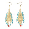 Glass Seed Feather Dangle Earrings EJEW-MZ00569-02-2
