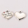 Wedding Theme Antique Silver Tone Tibetan Style Alloy Heart with Step Dad of Groom Rhinestone Charms LS-TIBEP-N005-23B-1