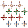 12Pcs 4 Colors Brass Micro Pave Cubic Zirconia Pendants KK-AR0001-86-1
