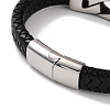 Men's Braided Black PU Leather Cord Bracelets BJEW-K243-22AS-3